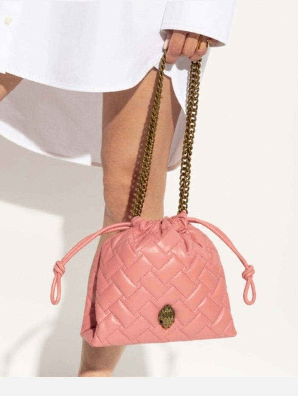 Kurt Geiger Quilted Pink Leather Shoulder Bag / Crossbody (Brand New)